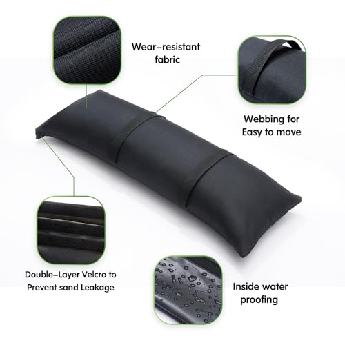 Sand Bags for Weight, 2 x 44 LBS Fillable Black Empty SandBags for Umbrella Base, Outdoor Cantilever Patio Umbrella Stand, Backyard Furniture, Trampoline(Without Sand)(2, Black)
