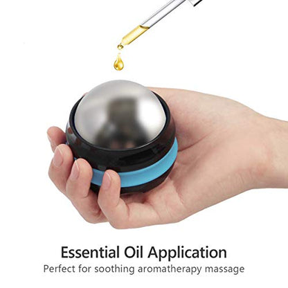 Cold Massage Roller Ball, Stainless Steel Cold Therapy Relief, Free Rolling Removable Gel Ball Deep Tissue Massage Pain Relief, Great Tool for Back/Neck Pain, Muscles Recovery (Black) - color: Blue Black