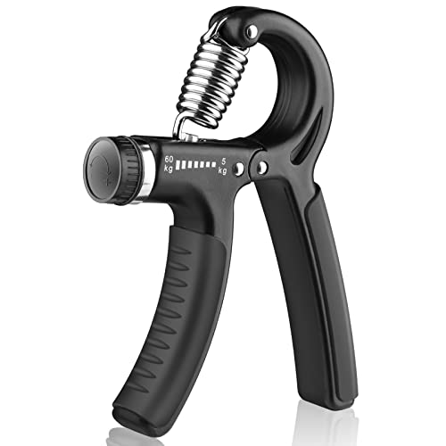 AIXPI Grip Strength Trainer, Hand Grip Exerciser Strengthener with Adjustable Resistance 11-132 Lbs (5-60kg), Forearm Strengthener, Hand Exerciser for Muscle Building and Injury Recover 1 PACK - color: Black