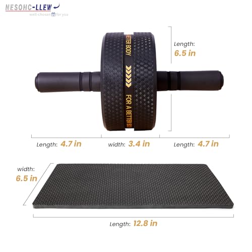 Upgraded Ab Roller Wheel. Abdominal Training Roller for Men/Women, Abdominal Wheels Widened to 3.4 ", Rubber Tread of The Abdominal Wheel Upgraded, Max Weight 490 lbs - color: Yellow