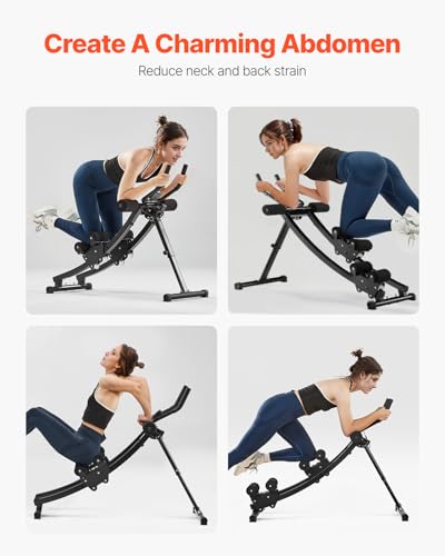 VEVOR AB Workout Machine, Ab Workout Equipment at Home Gym, Core & Abdominal Trainers for Women, 440 lbs Weight Capacity Strength Training Ab Cruncher, Foldable Adjustable Fitness Exerciser