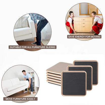 8 Pcs 4 3/4'' Furniture Sliders Pads for Hardwood Floors（Coffee） - size: 4 3/4" Square-8 Pack Beige