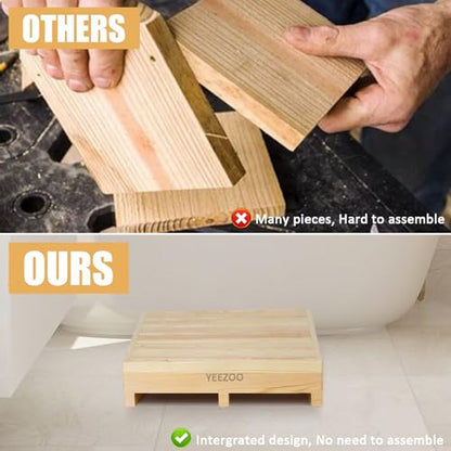 Wooden one Step Stool- Solid Pine Wood Step Riser with Non-Slip Pads, Wood Step Stool for Elderly Adults, high Bed, Bathroom, Kitchen (23.6" L*15.7" W*3.9" H, Natural, 400LBs Capacity) - color: Natural, size: 23.6IN