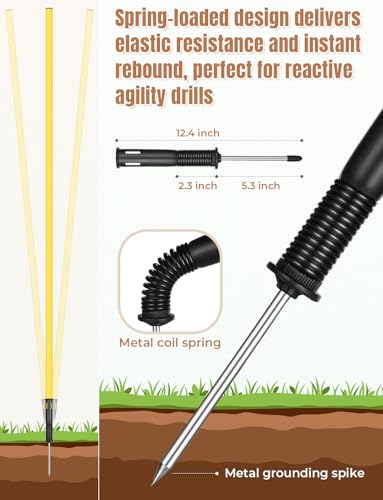 GHB Agility Poles 6 Pack 6ft Sports Soccer Training Poles,Detachable Speed Training Equipment Football Accessories