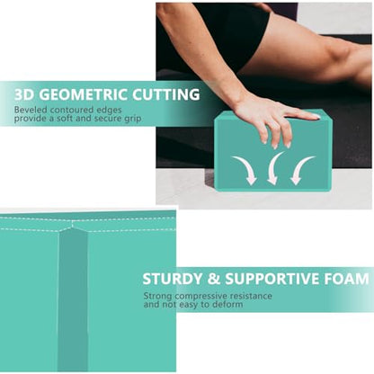 9"x6"x3" Yoga Blocks, Soft Non-Slip Surface Premium Foam Blocks, Supportive, Lightweight, Odor Resistant, Yoga Accessories for Pilates Meditation General Fitness Stretching Toning