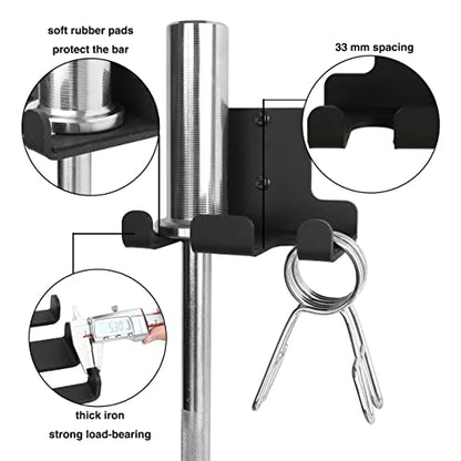 Barbell Rack Barbell Holder Wall Mount Barbell Storage Holder Olympic Bar Hanger for Home, Commercial, Garage Gym - color: Double Bar Holder