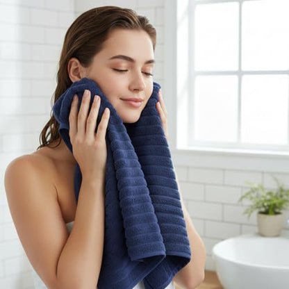 6 PC Microfiber Hand Towels for Bathroom, 16"x30",Navy Blue - color: Navy Blue
