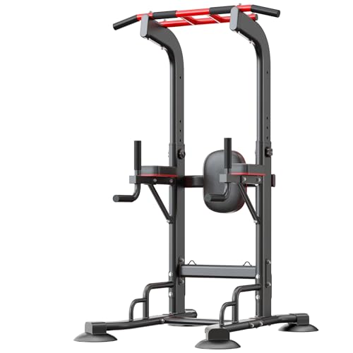 sogesfurniture Adjustable Dip Station & Pull Up Bar – Heavy Duty Calisthenics Workout Equipment for Home Gym, Multi-Function Fitness Training with Push Up Handles, Dips, Pull Ups & Push Ups - color: Black