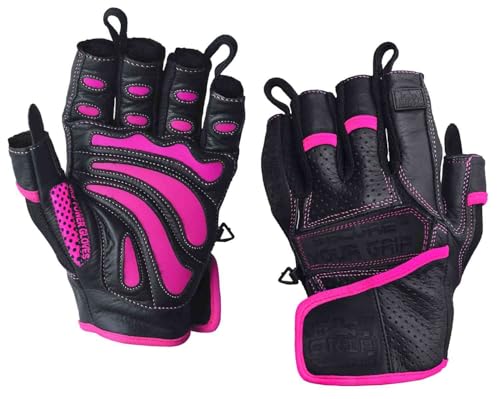 Elite Leather Gym Gloves – Grip & Comfort Design for Weightlifting, Powerlifting, Bodybuilding & Strength Training Workouts for Men & Women - color: Pink, size: Medium