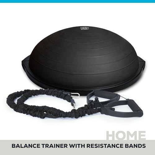 BOSU Pro Balance Trainer, Half-Ball Training Equipment, 300 lb Capacity, Stability Exercise Tool with Resistance Bands Non-Slip Base