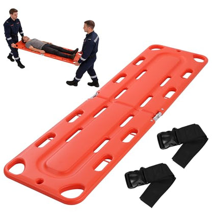 Two-Fold Spine Board Stretcher with Adjustable Seat Belt Medical Stretcher Weight Capacity 350lbs/159KG Rescue Board for Patient Transport Rescues 19.68x73.62in