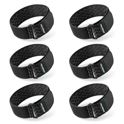 Trilancer Elastic Cinch Straps with Anti-Slip Strips, 14 "x 2" (6 Pack) Multipurpose Hook and Loop Bundling Straps for Hose, Cords, Bike, Luggage, Camping, Yoga Mats - size: 14"(6 pcs)