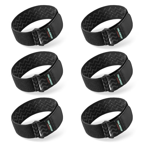 Trilancer Elastic Cinch Straps with Anti-Slip Strips, 14 "x 2" (6 Pack) Multipurpose Hook and Loop Bundling Straps for Hose, Cords, Bike, Luggage, Camping, Yoga Mats - size: 14"(6 pcs)