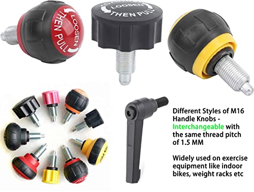 Pull-up Spring Knob Pop Pin for Most Exercise Bikes Equipments - Compatible with Statioanry Bikes, Weight Benches Size M16 Close to 5/8" (1-Pack)