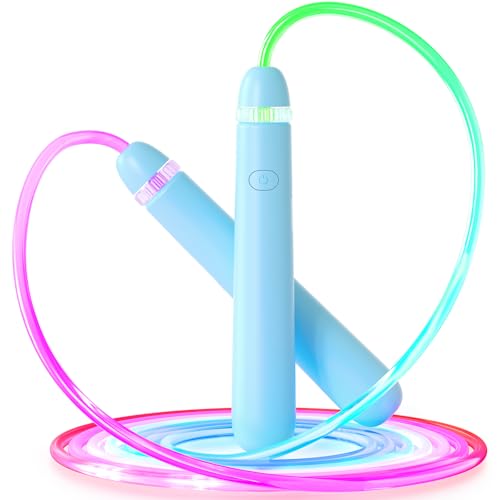 LED Light Up Jump Rope for Kids – Glow, Rechargeable, Exercise - color: Blue
