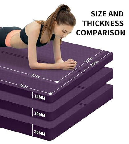nuveti Large Exercise Mat - 15mm/20mm/30mm Thick Yoga Mat | Workout Mat for Fitness, Yoga, Pilates, Stretching & Floor Exercises for Women & Men with Free Carrying Bag