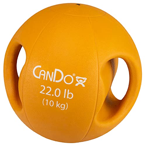 CanDo Molded Dual-Handle Medicine Ball for Strength Training, Core Workouts, Warmups, Cardio, and Plyometrics with Handles for Home and Clinic Use - style: h) 22 lb
