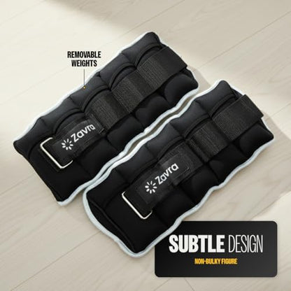 Ankle Weights Set - 10 Lbs Pair (5 Lbs Each) - Adjustable Leg Weights for Women & Men - Iron Sand Filled SBR Strap for Walking, Jogging, Aerobics & Resistance Training