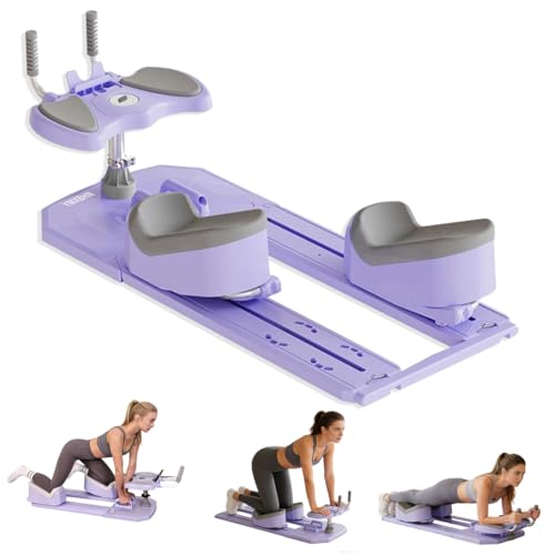 Spine Twist & Stretch Trainer Machine,Adjustable Knee Slide Ab Glider with Dual Rails,Detachable Low Impact Home Workout Equipment for Abs, Glutes, Thighs & Full Body Training
