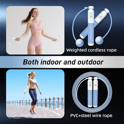 Weighted Cordless Jump Rope for Adults, Adjustable Length Ropes Ropeless Jump Rope for Beach Body Cordless Jumping Rope With Indoor Jumprope Great for Improving Fitness In Small Spaces