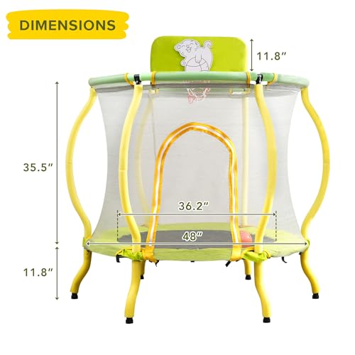 Trampoline, Portable Fitness Foldable Trampoline in-Home Mini Rebounder with Adjustable Handle, Exercise Trampoline for Kid/Adults, 40" Max Load 330lbs (Enclosure, Yellow)
