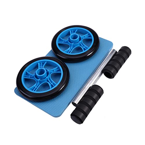 Milisten Dual Wheel Mute Ab Roller Trainer with Knee Pad for Core Workout High Grip Handles Optimal Stability for Beginners Advanced Users Blue