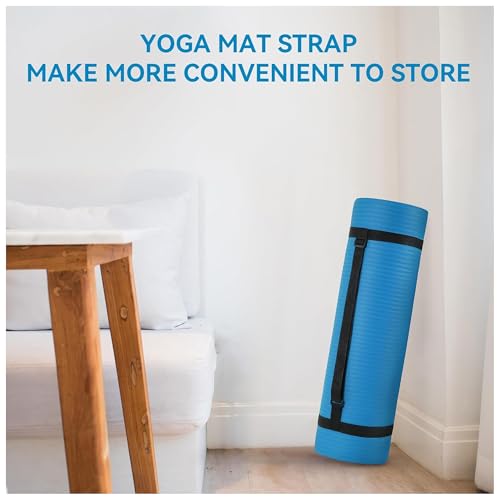 Fitvids Yoga Mat, 1/2-Inch Extra Thick High Density Exercise Mat, Anti-Tear Exercise Yoga Mat with Carrying Strap, Suitable for Various Yoga Exercises - color: Blue