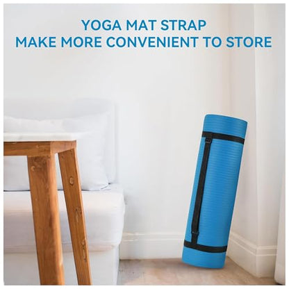 Fitvids Yoga Mat, 1/2-Inch Extra Thick High Density Exercise Mat, Anti-Tear Exercise Yoga Mat with Carrying Strap, Suitable for Various Yoga Exercises - color: Blue