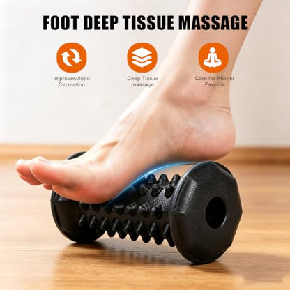 Foot Massager Roller for Plantar Fasciitis, Arch Heel Pain Relief - color: Black