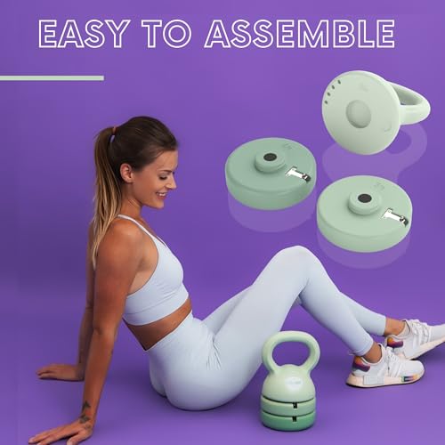 Polyfit Adjustable Kettlebell | 5 lb - 12 lb | Kettlebells Weights Set for Home Gym | Kettle Bell Sets for Women at Home - color: GREEN