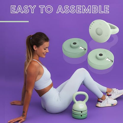 Polyfit Adjustable Kettlebell | 5 lb - 12 lb | Kettlebells Weights Set for Home Gym | Kettle Bell Sets for Women at Home - color: GREEN