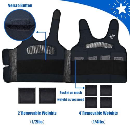 Weighted Vest for Kids Including 6 Removable Weights, (Large, Ages 10+) - color: Navy Blue, size: Large