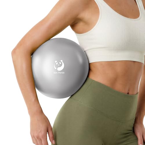 Slim Panda Pilates Ball, 9 Inch Small Exercise Ball, Anti Burst Mini Yoga Ball for Stability, Workout, Barre, Core Strength, Physical Therapy, Balance, Stretching - color: 1 Silver