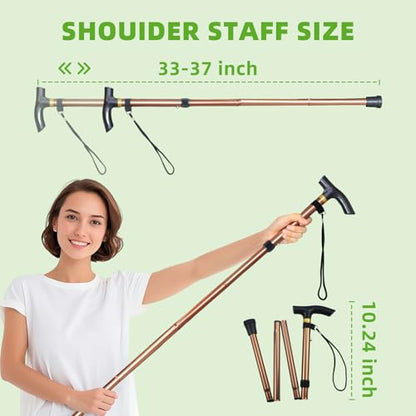 Shoulder Pulley for Physical Therapy, Foldable Shoulder Wand Rotator Cuff Rehab – Portable & Shoulder Reliever with Hook, Lightweight Stretching Tool – Durable Shoulder Exercise Equipment (Gold) - color: Gold