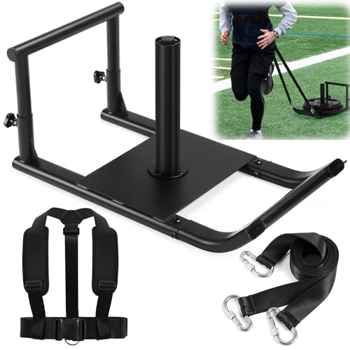Workout Fitness Sled, Weighted Sleds Push Gym Equipment for Adults & Kids, Compatible with 1" & 2" Weight Plates, Multi-Purpose Sled for Outdoor or Home Fitness Training - size: Medium-Sized