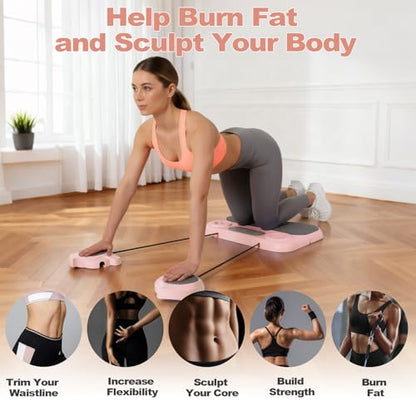 Pilates Board, 6-in-1 Pilates Reformer for Core & Full Body Workout, Portable Home Gym Equipment with Smart LED Digital Display, Pilates Trainer for Women, Beginners