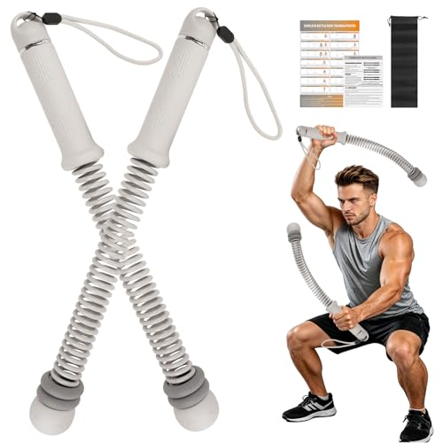 Cordless Battle Rope for Home Gym, Heavy Duty Portable & Low-Noise, Gray - color: Gray