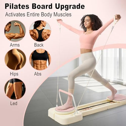 Pilates Reformer Board, Foldable Reformer for Full Body Exercise, Portable Pilates Equipment for Home Gym – Improve Posture & Flexibility