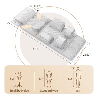 Full Body Massage Mat with Heat,Back Massager Pad with Detachable Shiatsu Neck Massager,3D Body Stretching & Lumbar Traction,4 Vibrating Motors,2 Heat Levels,Gifts for Men Women