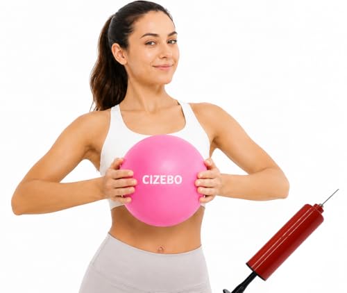 CIZEBO Pilates Ball 8 inch, Small Exercise Ball for Between Knees with Needle Pump for Yoga Core Workout Fitness - color: Pink