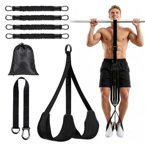 Pull Up Assistance Bands for Home Gym, 4 Adjustable Resistance Bands for Pull Ups and Strength Training, with Foot Rests, Extension Strap, Suitable for Beginners, Full-Body Workouts