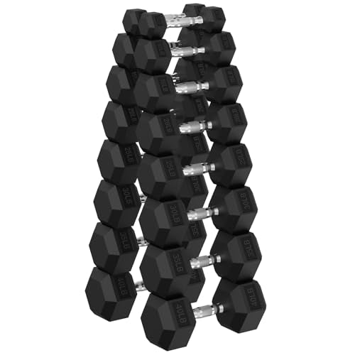 HANDBODE Rubber Coated Hex Dumbbell Set, 90-640 lb - size: 360 lb Set (Pair of 5, 10, 15, 20, 25, 30, 35 lb)