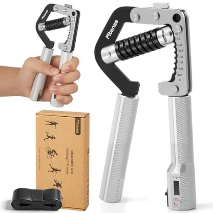 Grip Strength Trainer - Adjustable Hand Gripper Strengthener 8 Levels 50-225 lbs with Counter, Hand Grip Exerciser Wrist Strengtheners, Forearm, Finger & Hand Strength Training for Athletes, Climbers & Rehabilitation