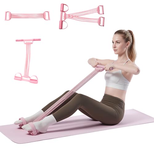 3-in-1 Multifunctional Pedal Resistance Band with Handle, Natural Latex Tension Rope, Portable Pocket Gym for Abdomen Waist Arm Leg Stretching Training, Home Office Travel