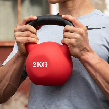 Kettlebell Dipped in Plastic Frosted Half-Surround, Home Gym Exercise Hand-Held, Powder-Coated Soft Bottom Single-Ear, Solid Cast Iron