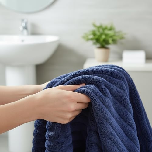 6 PC Microfiber Hand Towels for Bathroom, 16"x30",Navy Blue - color: Navy Blue