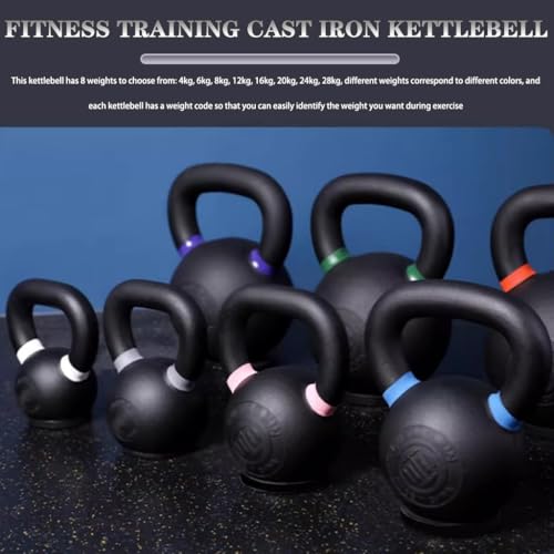 Kettlebell Weights for Women Fitness Training Cast Iron Kettle Ball, Professional Sports Squat Kettle Bells, Silent Anti-Collision, Glutes/abs/arms(White-4kg)