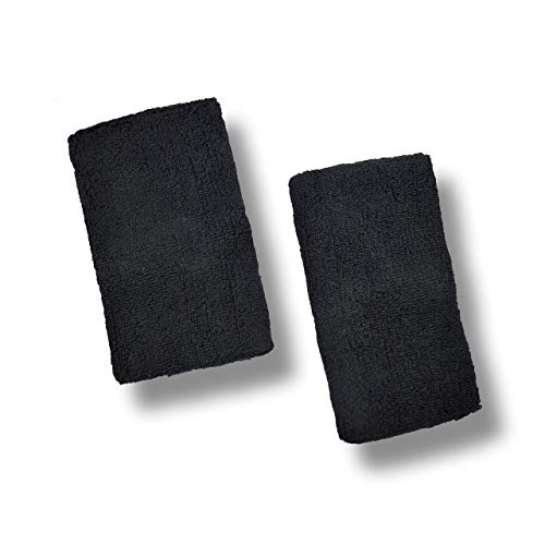 US Glove Sweat Bands for Wrists, Sports Wristbands for Men & Women, Athletic Hand Bands for Tennis, Gymnastics, Basketball, Volleyball, Baseball, Football or Gym Sport, 2-pc Cotton Arm Sweatbands 4.5" - color: Black, size: 4.5 inch