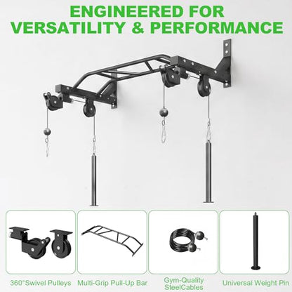 Fitvids Wall Mounted Pull Up Bar, Heavy Duty Multi-Grip Chin Up Bar for Home Gym, 450 lbs Weight Capacity Upper Body Strength Training Equipment, Multiple grip styles available