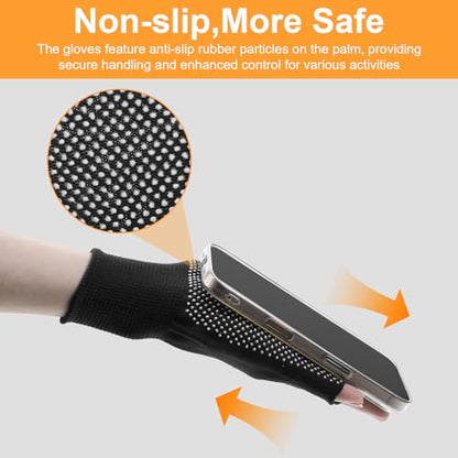 6 Pack Half-Finger Workout Gloves, Lightweight Half-Finger Slip Breathable Fingerless Work Glove Compression Gloves for Cycling Sports Motorcycle Fishing